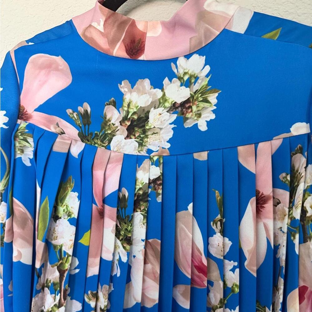 TED BAKER LONDON Harmony Pleat Back Kimono Jacket Blue and Pink Floral Small - Picture 11 of 13
